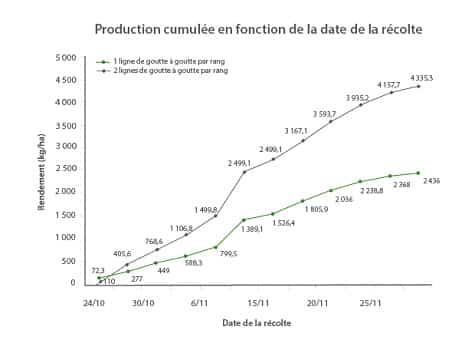 Tableau des rendements et des dates de récolte des myrtilles